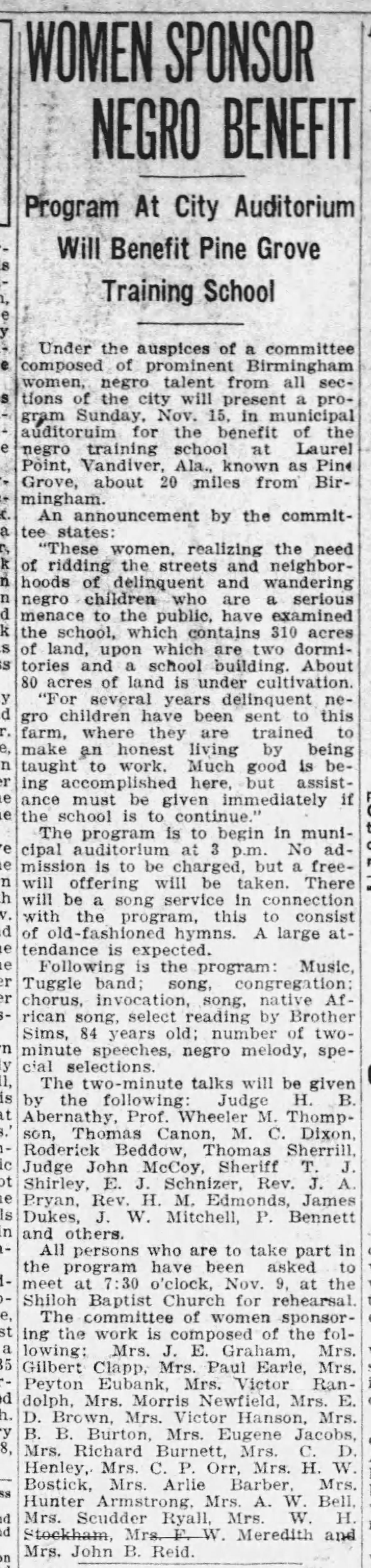 Women Sponsor Negro Benefit